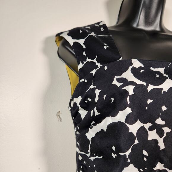 DONNA RICCO Sleeveless Knee Length Dress Womens 6 Floral Black White Cut Out - Picture 7 of 12